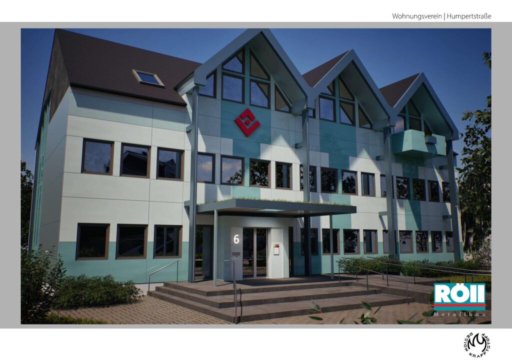 verwaltungsbegäude Wohnungsverein Hagen visualisierung eingangsfassade